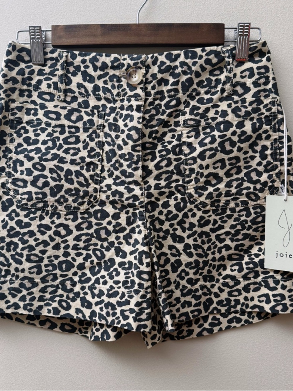 Joie Leopard-Print Shorts in Black and Cream